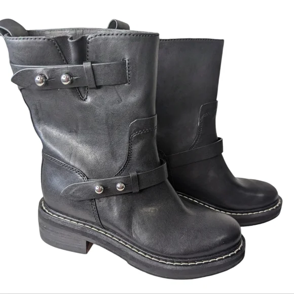NEW...Rag And Bone Moto Black Boots... Size..EU 38...US 8